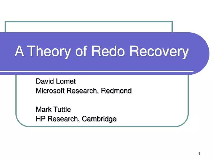 a theory of redo recovery