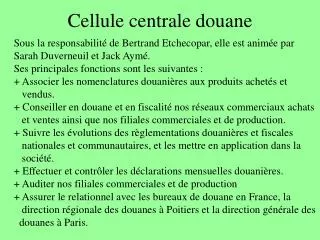 cellule centrale douane