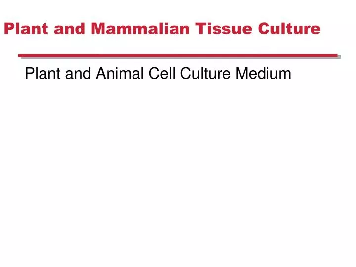 plant and mammalian tissue culture