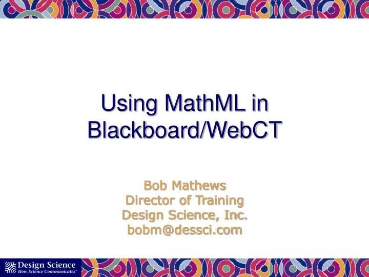 using mathml in blackboard webct
