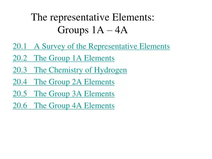 the representative elements groups 1a 4a