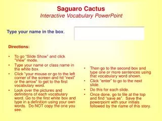 Saguaro Cactus Interactive Vocabulary PowerPoint