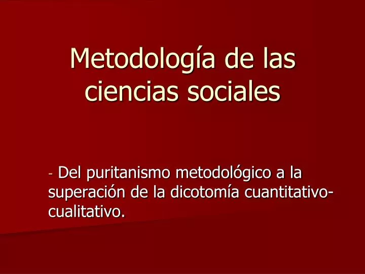 metodolog a de las ciencias sociales