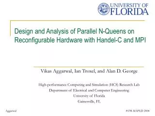 Design and Analysis of Parallel N-Queens on Reconfigurable Hardware with Handel-C and MPI