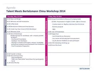 Agenda Talent Meets Bertelsmann China Workshop 2014