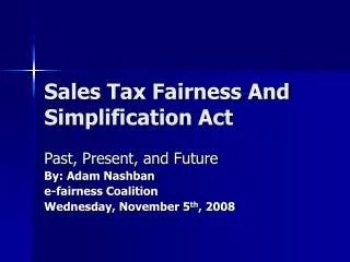 Sales Tax Fairness And Simplification Act