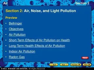 Section 2: Air, Noise, and Light Pollution