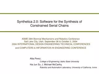 Synthetica 2.0: Software for the Synthesis of Constrained Serial Chains