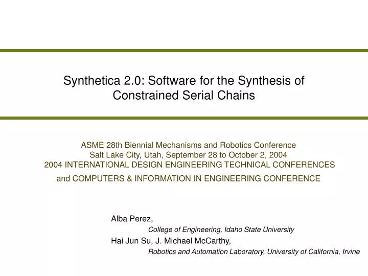 synthetica 2 0 software for the synthesis of constrained serial chains