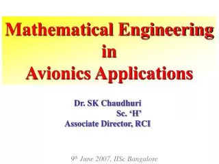 Mathematical Engineering in Avionics Applications