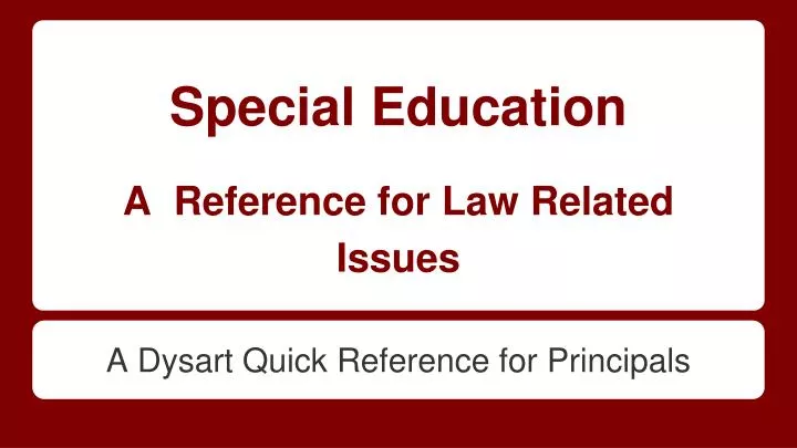 special education a reference for law related issues