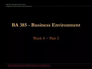 BA 385 - Business Environment