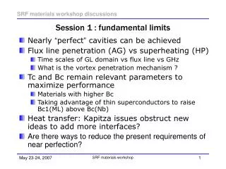 Session 1 : fundamental limits