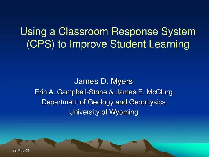 using a classroom response system cps to improve student learning