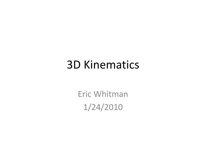 3d kinematics