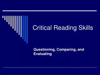 critical reading skills