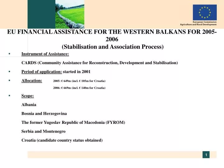 eu financial assistance for the western balkans for 2005 2006 stabilisation and association process