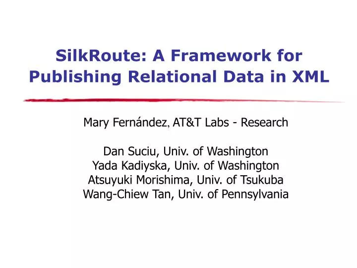 silkroute a framework for publishing relational data in xml