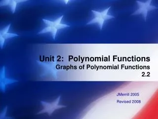 Unit 2: Polynomial Functions Graphs of Polynomial Functions 2.2