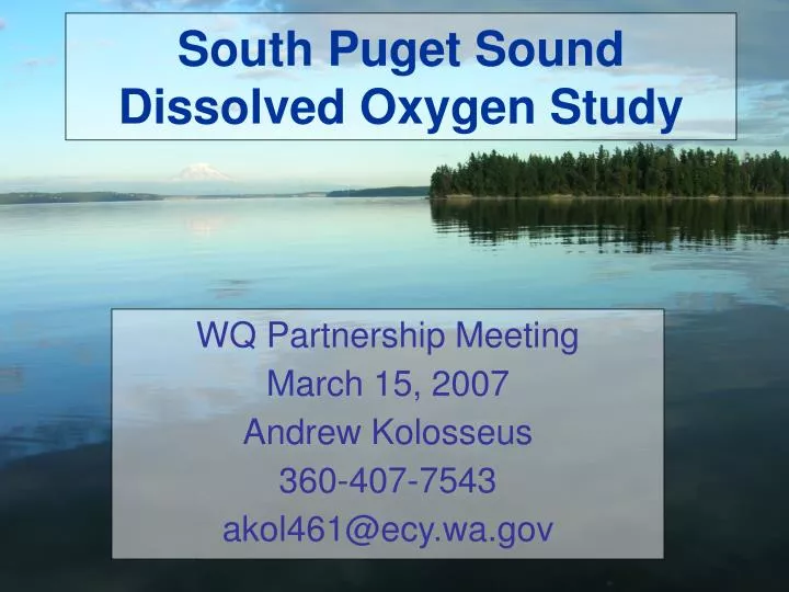 south puget sound dissolved oxygen study