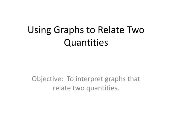 using graphs to relate two quantities