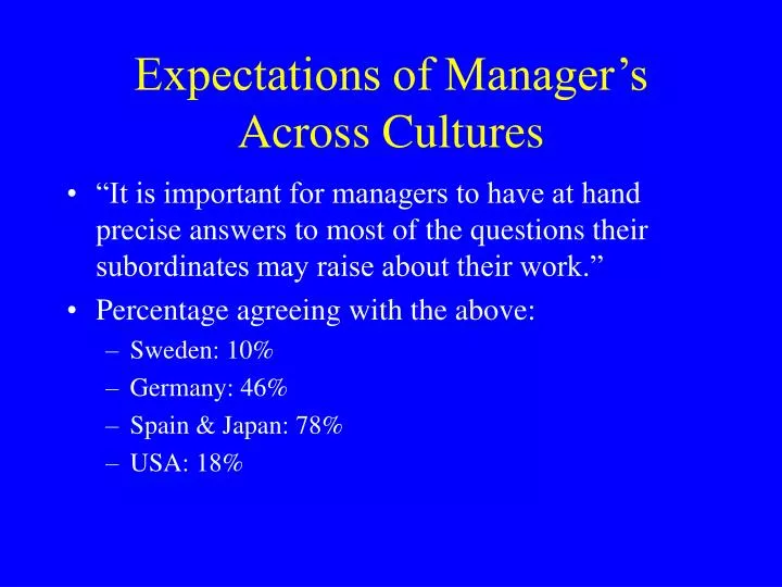 expectations of manager s across cultures