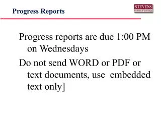 progress reports