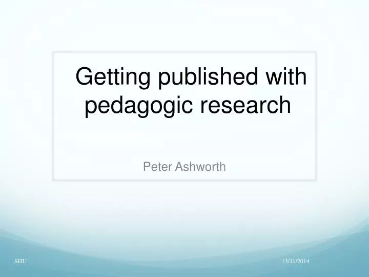 getting published with pedagogic research