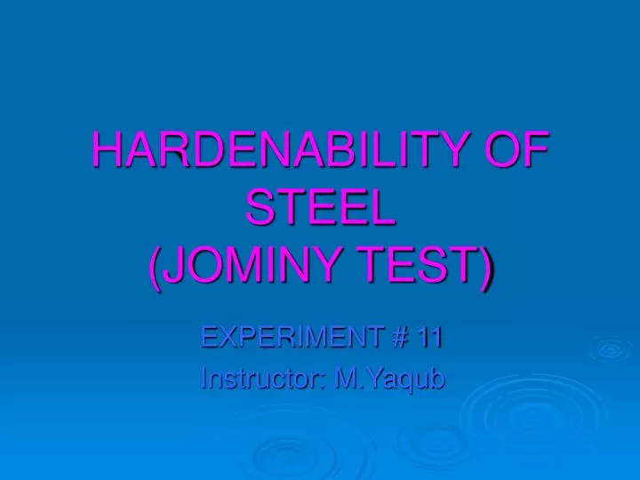 hardenability of steel jominy test