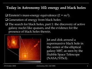 Today in Astronomy 102: energy and black holes