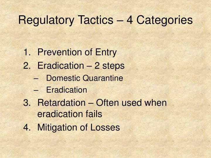 regulatory tactics 4 categories