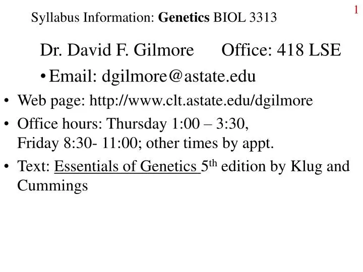 syllabus information genetics biol 3313