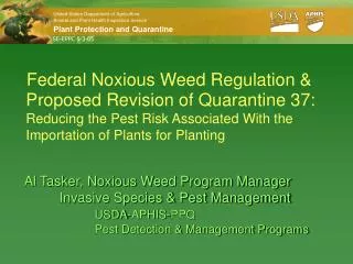 Federal Noxious Weed Regulation &amp;
