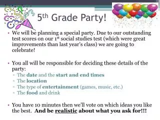 5 th Grade Party!