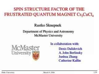 SPIN STRUCTURE FACTOR OF THE FRUSTRATED QUANTUM MAGNET Cs 2 CuCl 4