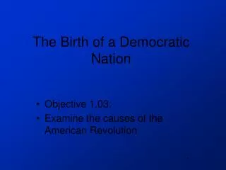 The Birth of a Democratic Nation