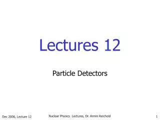 Lectures 12