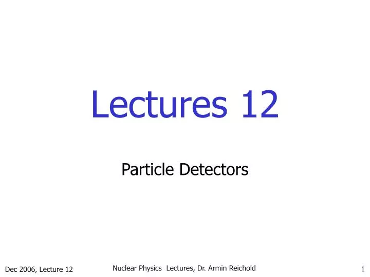 lectures 12