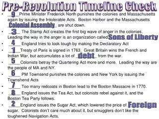 Pre-Revolution Timeline Check