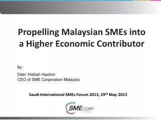 Propelling Malaysian SMEs into a Higher Economic Contributor