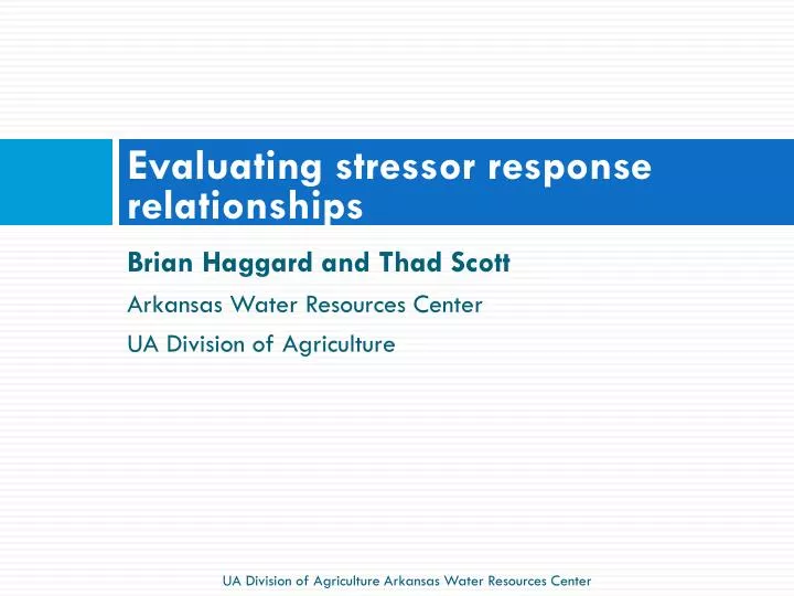 evaluating stressor response relationships