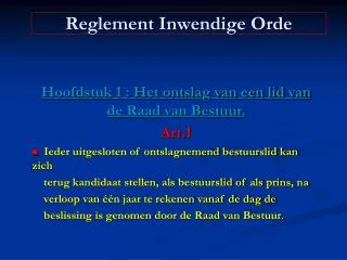 reglement inwendige orde