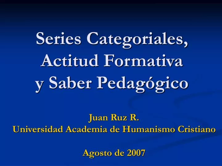 series categoriales actitud formativa y saber pedag gico