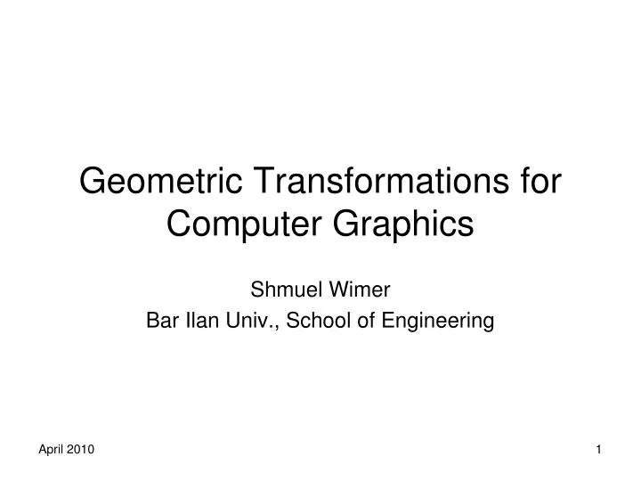 geometric transformations for computer graphics