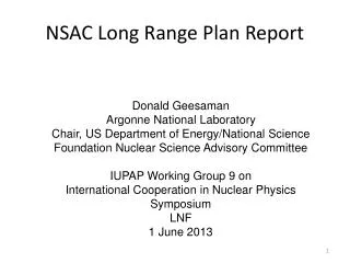 NSAC Long Range Plan Report