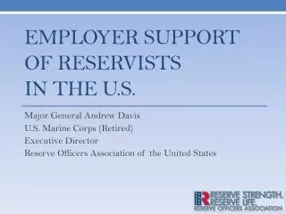 Employer support of Reservists in the U.s.