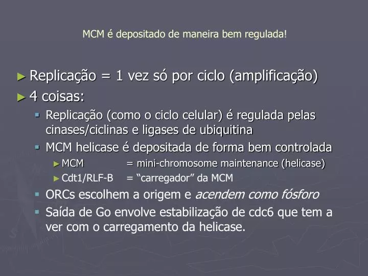 mcm depositado de maneira bem regulada