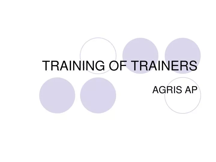 training of trainers