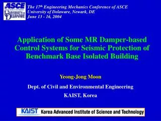 Yeong-Jong Moon Dept. of Civil and Environmental Engineering KAIST, Korea
