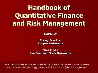 Handbook of Quantitative Finance and Risk Management